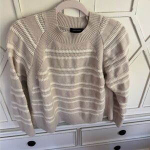 Club Monaco Beige and Cream Striped Sweater